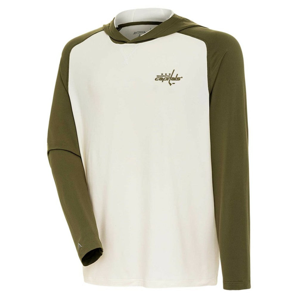 Washington Capitals Antigua Intrepid Sand Raglan Long Sleeve Hoodie T-Shirt