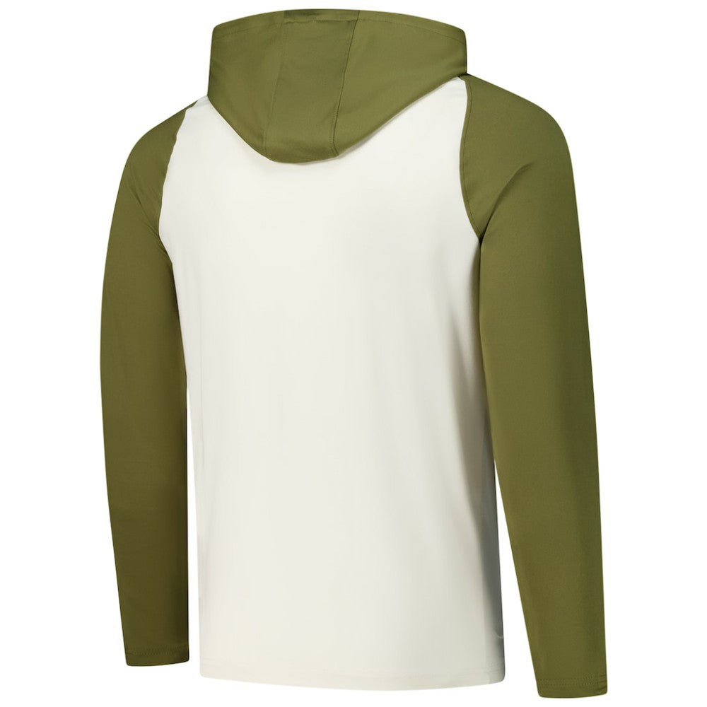 Minnesota Wild Antigua Intrepid Sand Raglan Long Sleeve Hoodie T-Shirt