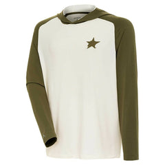 Dallas Stars Antigua Intrepid Sand Raglan Long Sleeve Hoodie T-Shirt