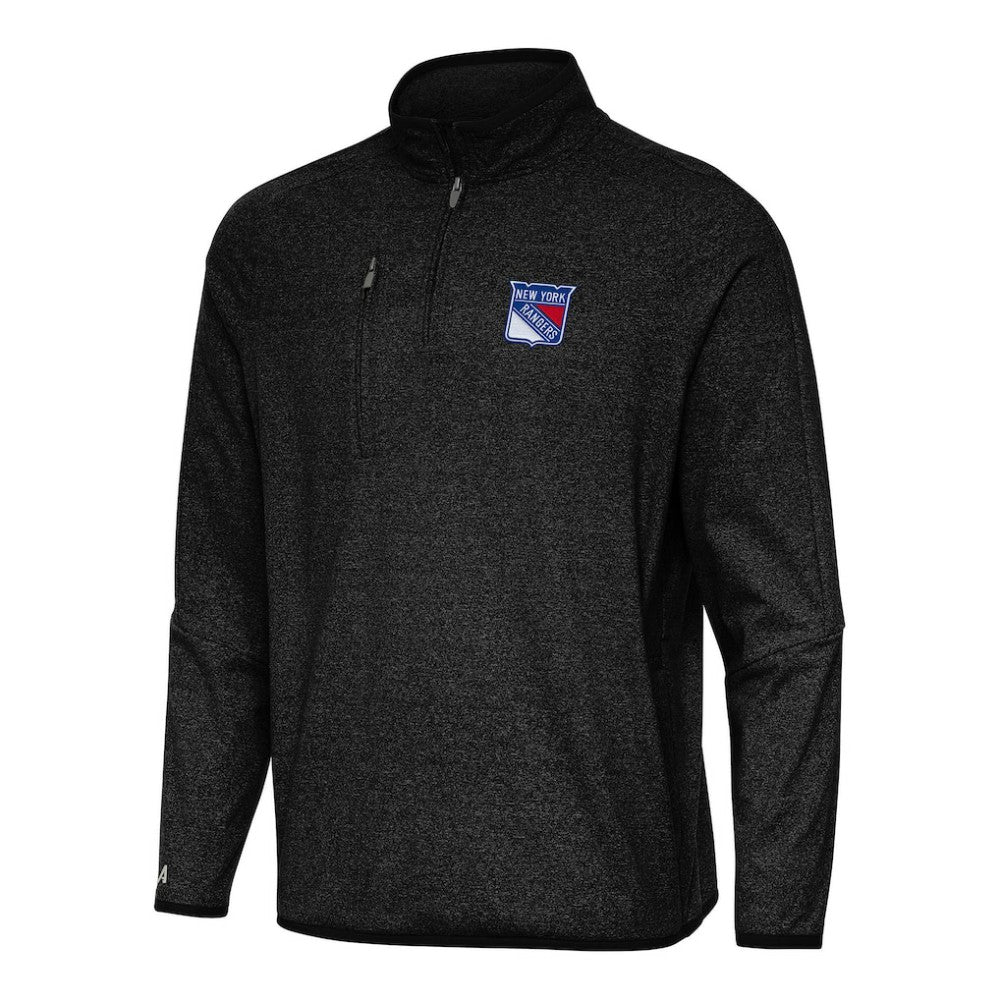 New York Rangers Antigua Certain Quarter-Zip Tri-Blend Sweatshirt