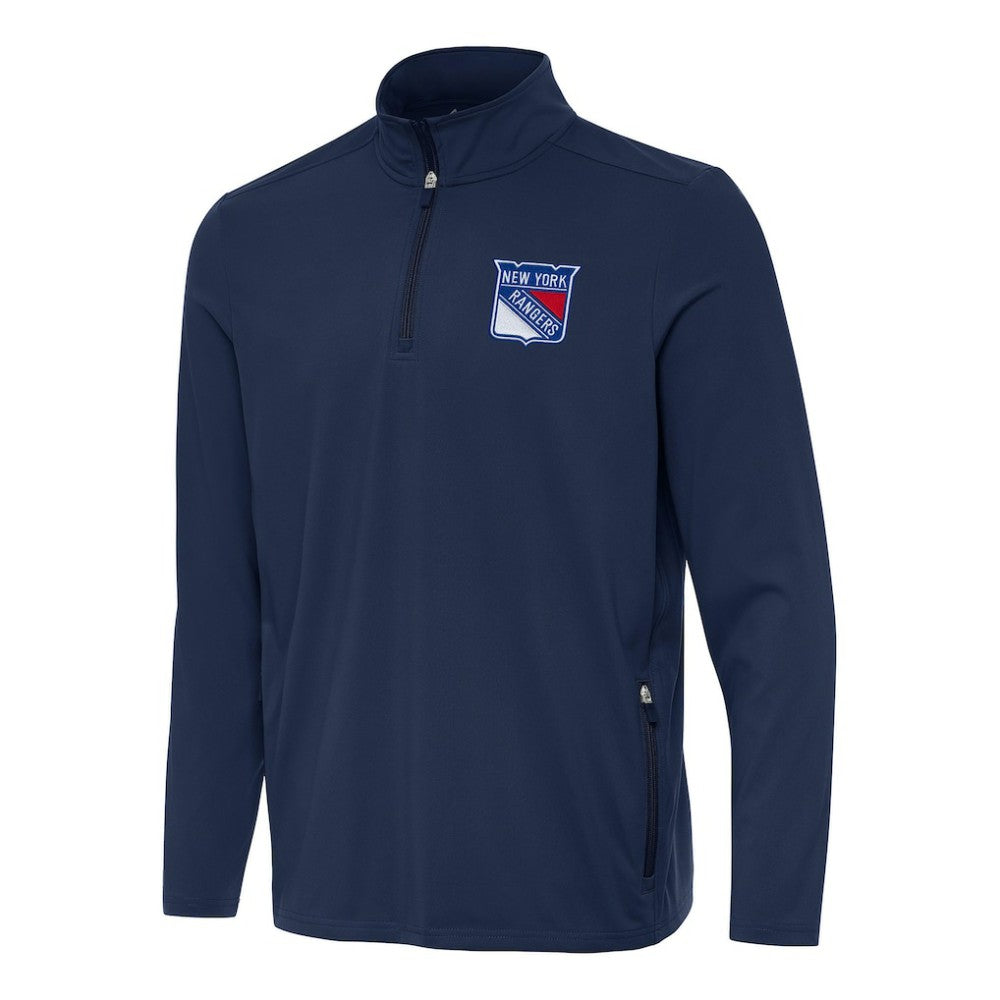 New York Rangers Antigua Perilous Quarter-Zip Sweatshirt
