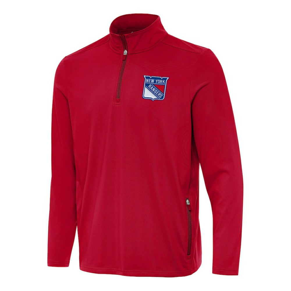 New York Rangers Antigua Perilous Quarter-Zip Sweatshirt