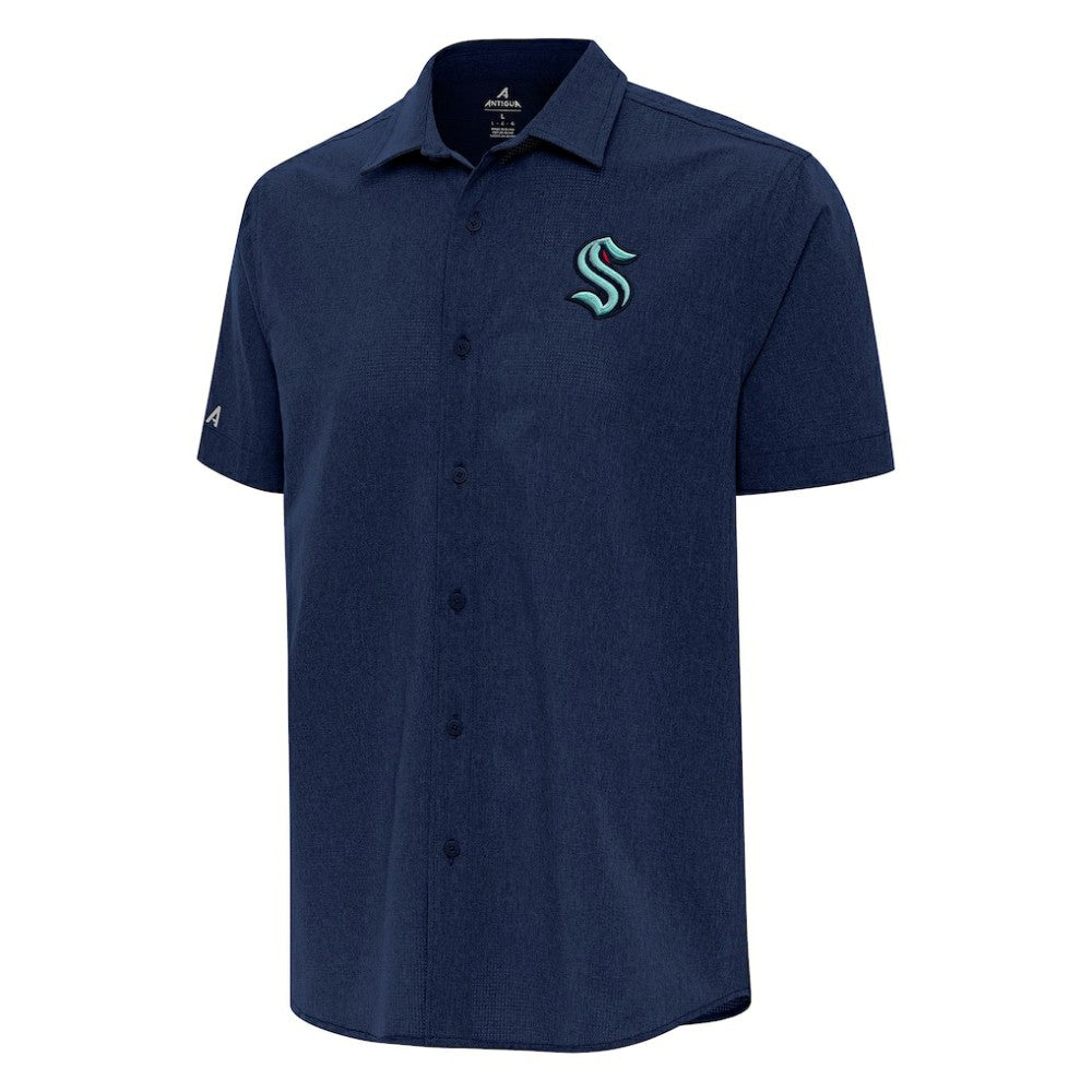 Seattle Kraken Antigua Activate Woven Short Sleeve Button-Up Shirt