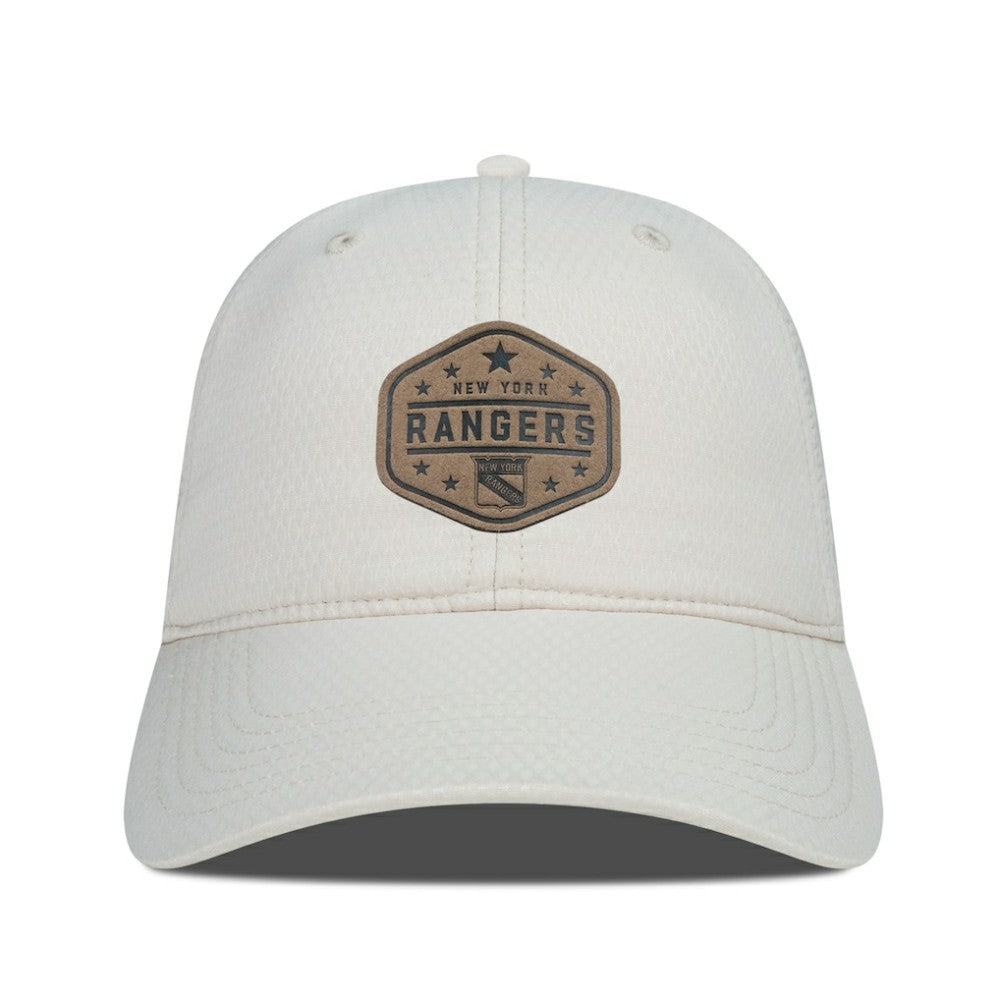 New York Rangers Men's Levelwear Faux Leather Patch Unstructured Adjustable Hat