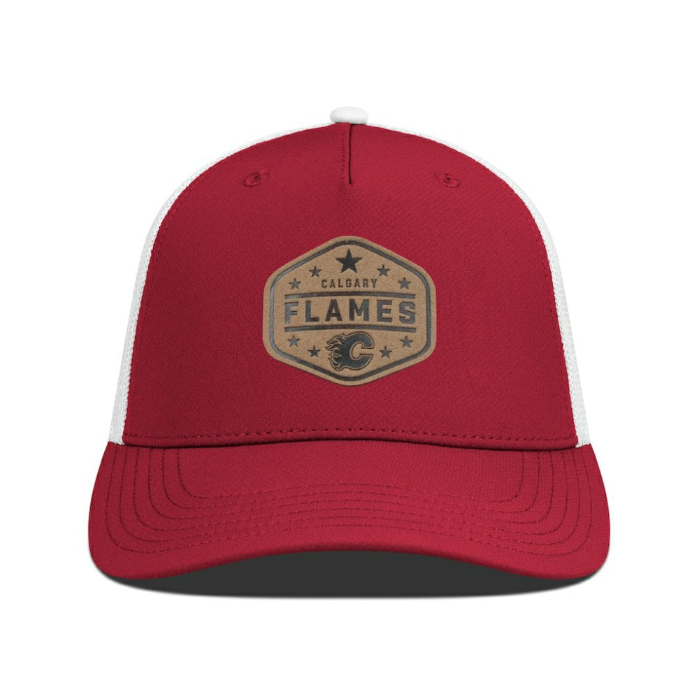 Calgary Flames Men's Levelwear Faux Leather Patch Structured Adjustable Hat
