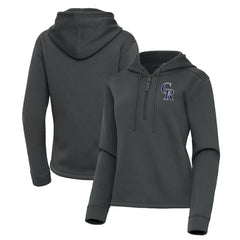 Colorado Rockies Antigua Women's Contemporary Quarter-Zip Hoodie - Pewter