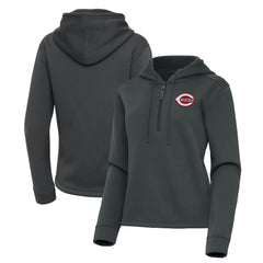 Cincinnati Reds Antigua Women's Contemporary Quarter-Zip Hoodie - Pewter