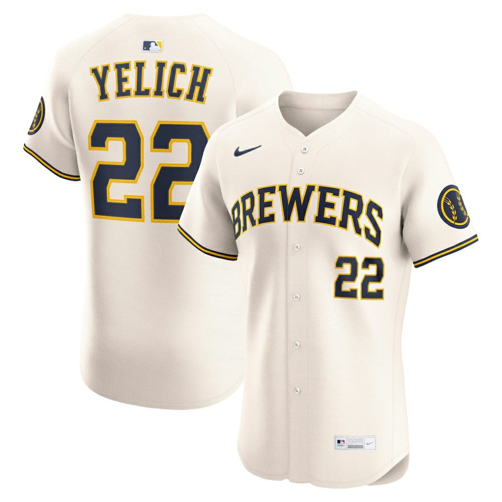 Christian Yelich Milwaukee Brewers Home Elite Player Jersey - Cream | Nike
