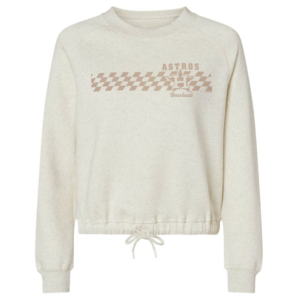 Houston Astros Soft as a Grape Women's Tonal Checkered Sweatshirt - Natural