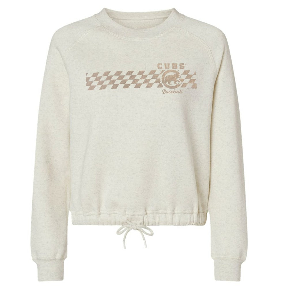 Chicago Cubs Soft as a Grape Women's Tonal Checkered Sweatshirt - Natural