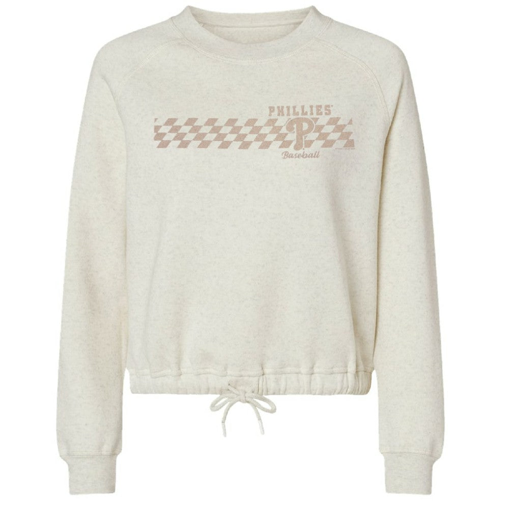 Philadelphia Phillies Soft as a Grape Women's Tonal Checkered Sweatshirt - Natural