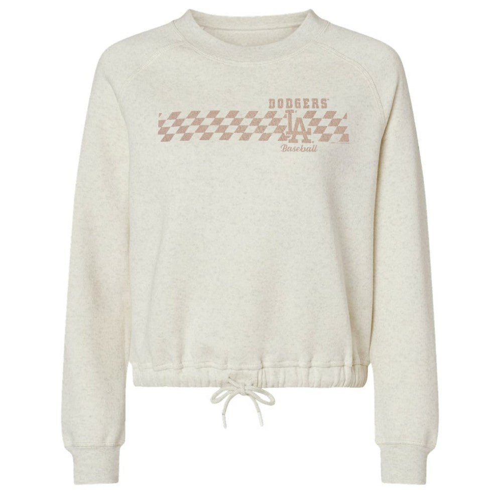 Los Angeles Dodgers Soft as a Grape Women's Tonal Checkered Sweatshirt - Natural