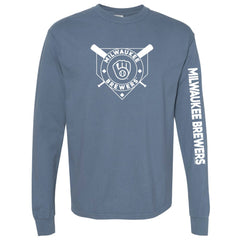 Milwaukee Brewers Soft as a Grape Women's Pigment Dye Long Sleeve T-Shirt - Navy