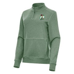 Boston Celtics Antigua Women's Crush Quarter-Zip Fleece Sweatshirt - Hunter Green on sale