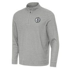 Brooklyn Nets Antigua Subtle Quarter-Zip Sweatshirt - Heather Gray on sale
