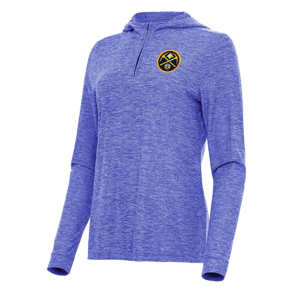 Denver Nuggets Antigua Women's Daybreak Quarter-Zip Hoodie sale - Heather Blue on sale