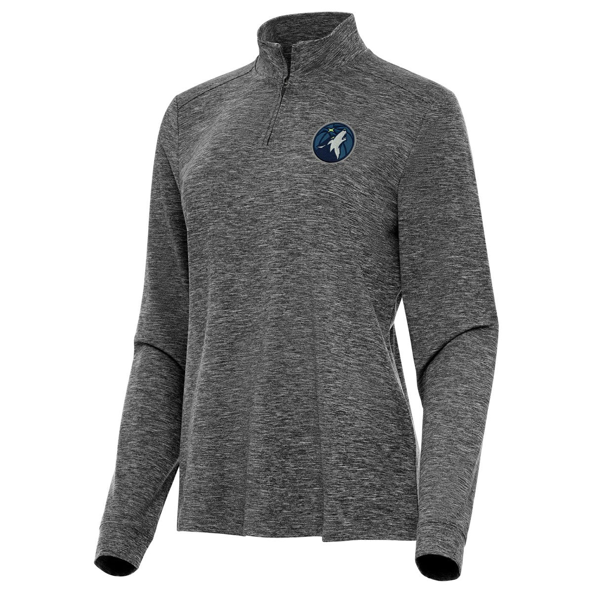 Minnesota Timberwolves Antigua Women's Mentor Quarter-Zip Mock Long Sleeve Top - Heather Black discount