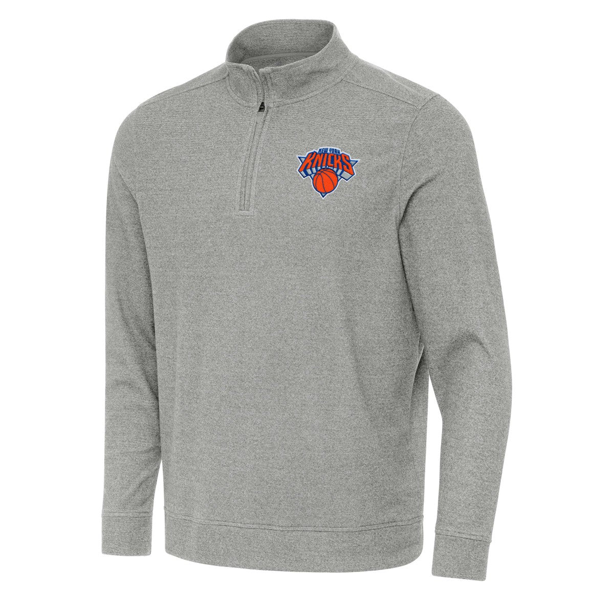 New York Knicks Antigua Subtle Quarter-Zip Sweatshirt - Heather Gray shop