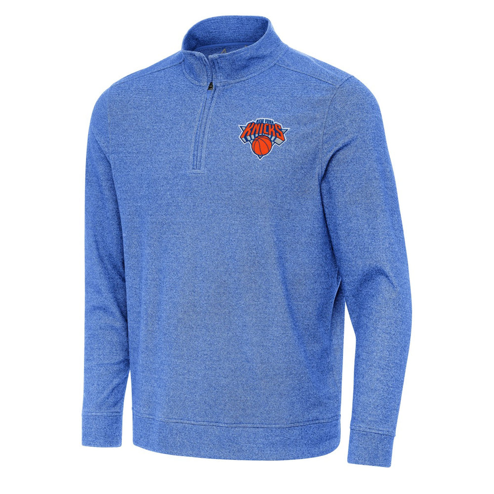 New York Knicks Antigua Subtle Quarter-Zip Sweatshirt - Heather Royal discount