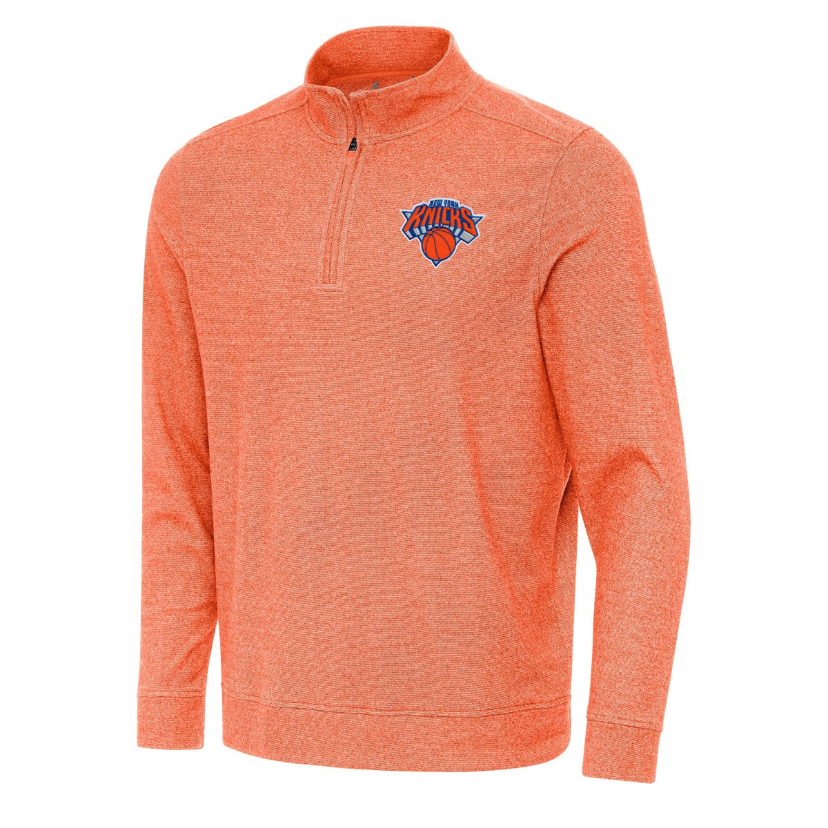 New York Knicks Antigua Subtle Quarter-Zip Sweatshirt - Heather Orange online