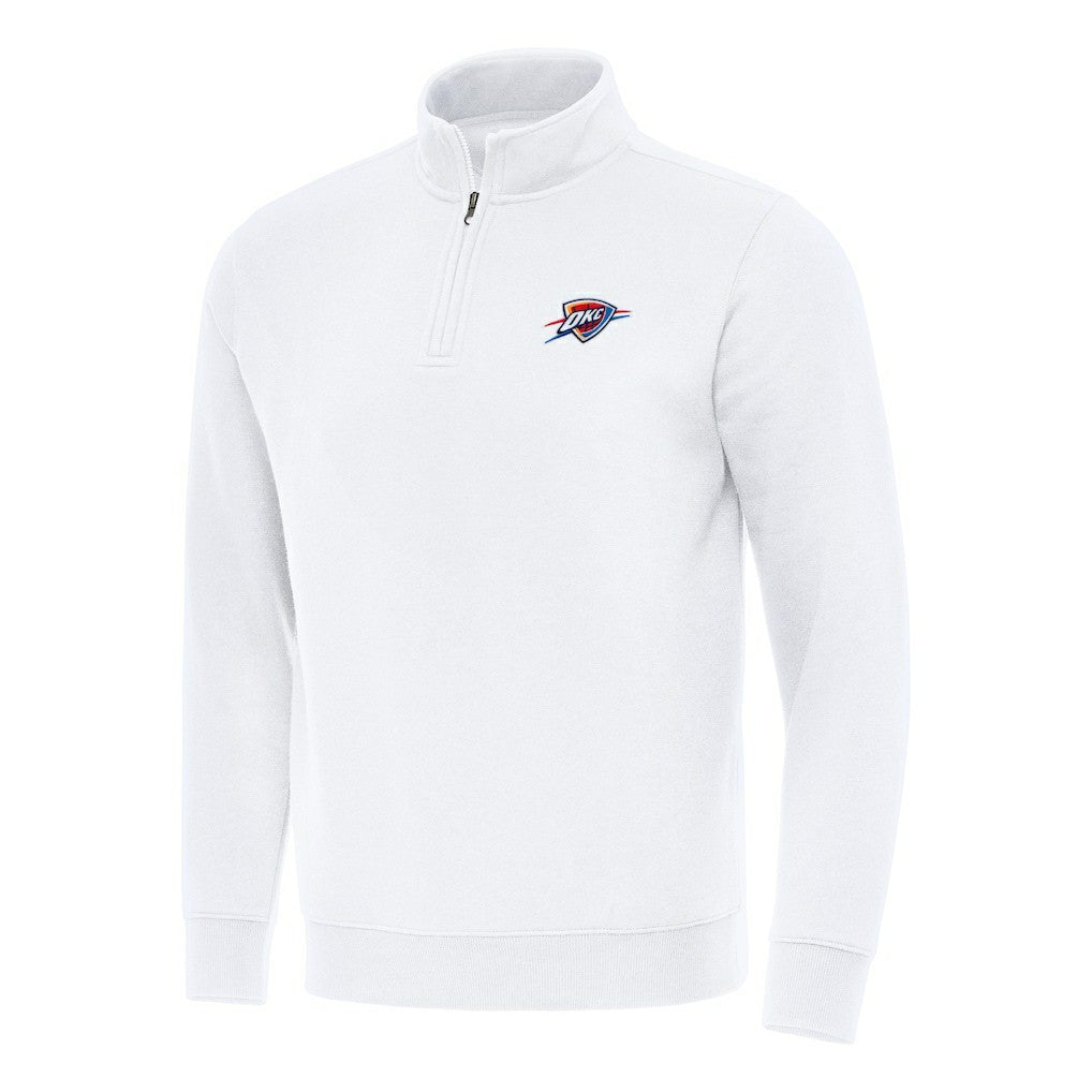Oklahoma City Thunder Antigua Victory Quarter-Zip Mock Sweatshirt - White for sale
