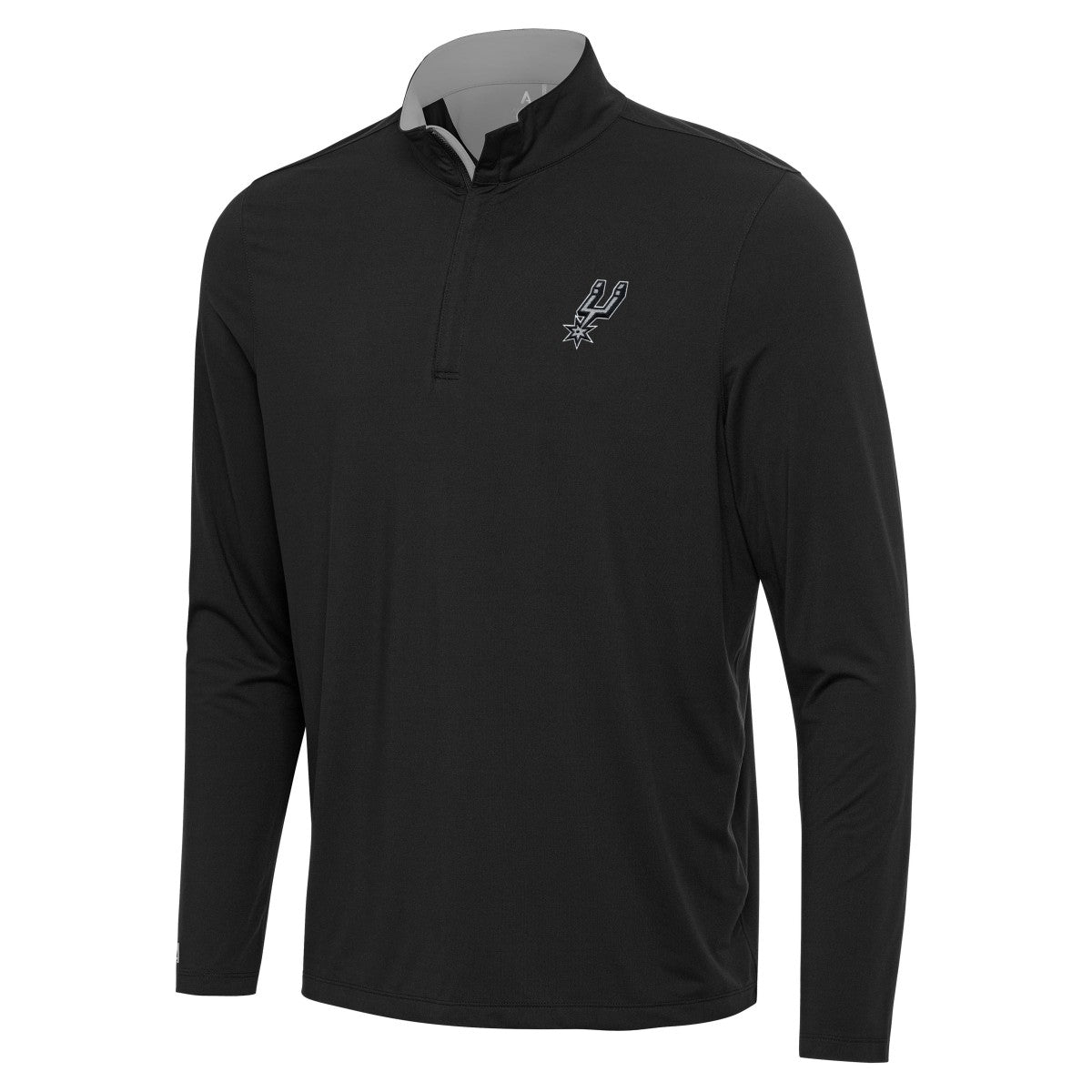 San Antonio Spurs Antigua Content Quarter-Zip Top - Black/Gray sale