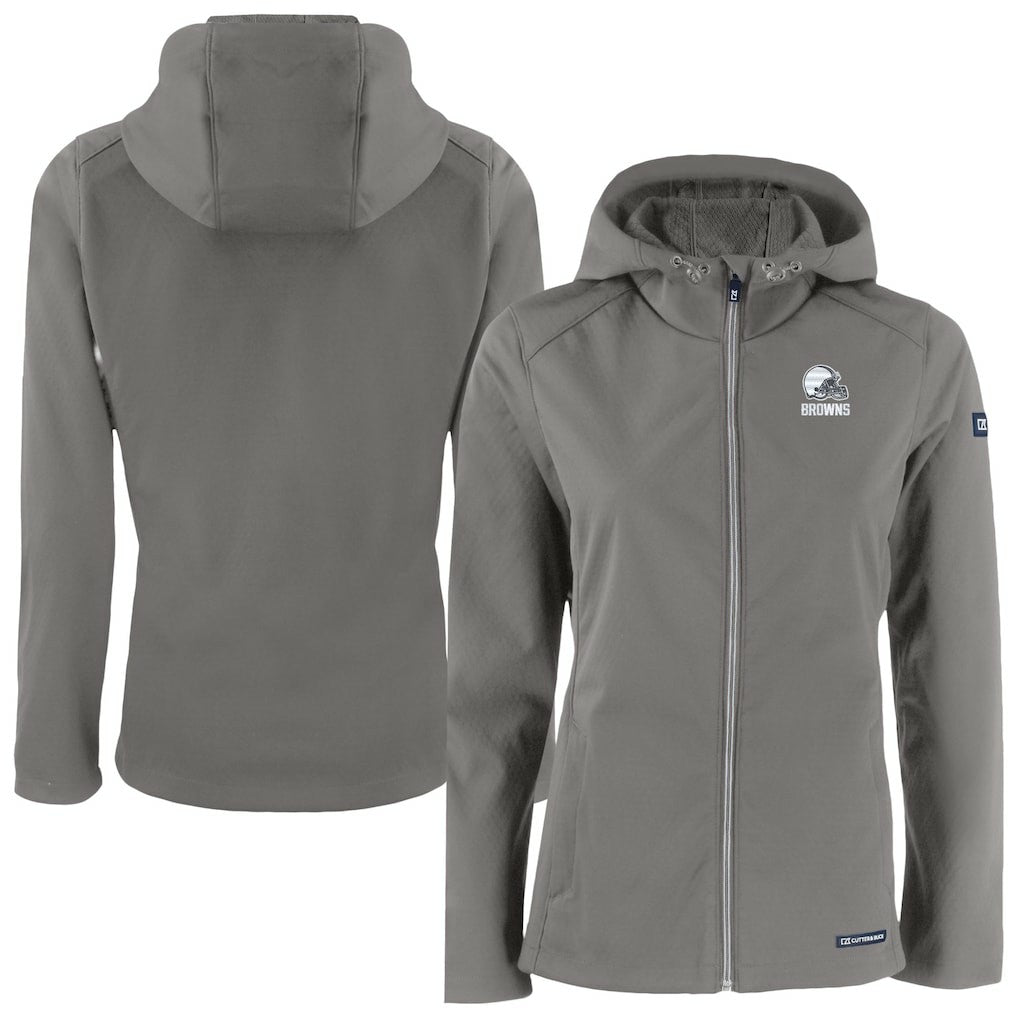 NFL Cleveland Browns Cutter & Buck Women's Evoke Eco Softshell Recycled Full-Zip Hoodie Jacket