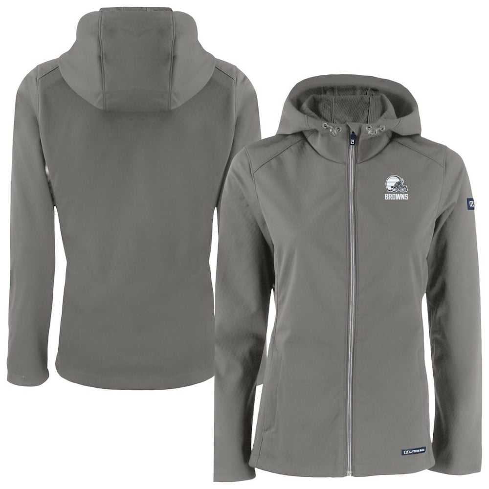 NFL Cleveland Browns Cutter & Buck Women's Evoke Eco Softshell Recycled Full-Zip Hoodie Jacket