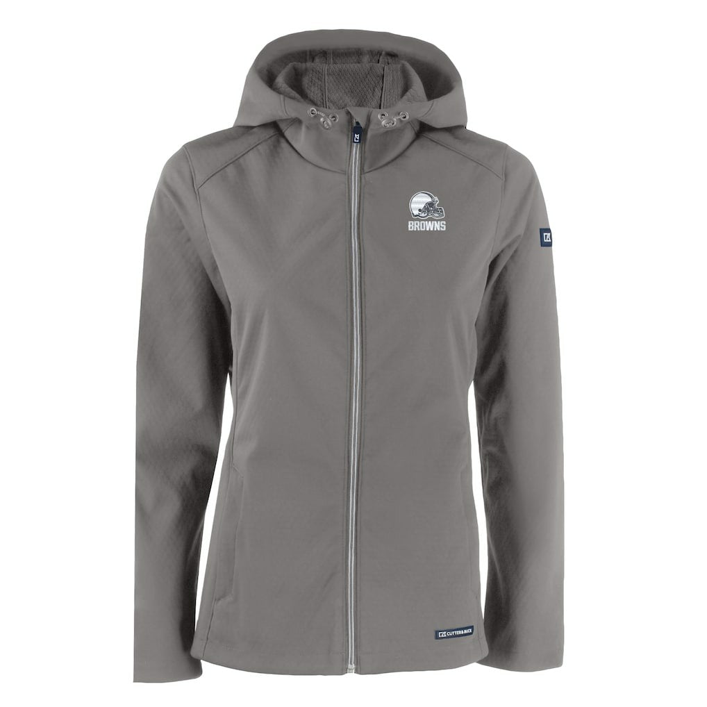 NFL Cleveland Browns Cutter & Buck Women's Evoke Eco Softshell Recycled Full-Zip Hoodie Jacket