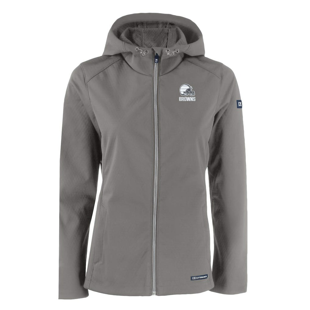 NFL Cleveland Browns Cutter & Buck Women's Evoke Eco Softshell Recycled Full-Zip Hoodie Jacket