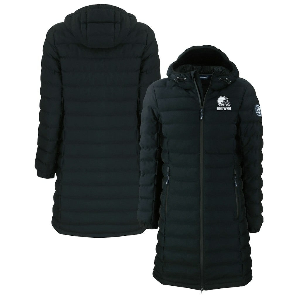 NFL Cleveland Browns Cutter & Buck Women's Mission Ridge Repreve Eco Insulated Full-Zip Hoodie Long Puffer Jacket