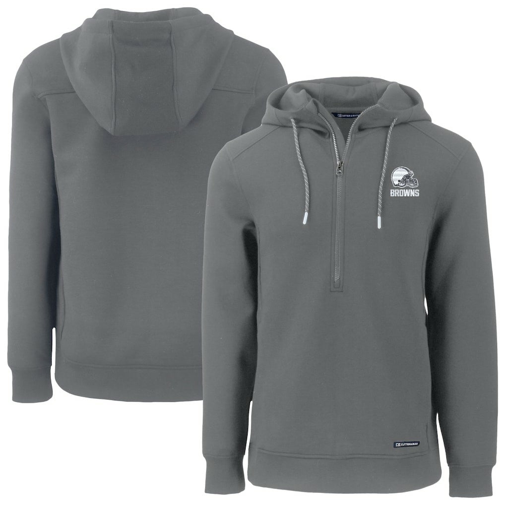 NFL Cleveland Browns Cutter & Buck Roam Eco Recycled Half-Zip Pullover Hoodie