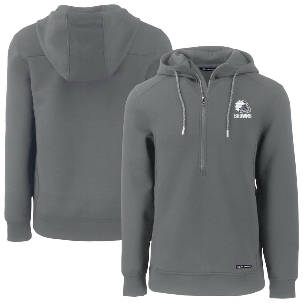 NFL Cleveland Browns Cutter & Buck Roam Eco Recycled Half-Zip Pullover Hoodie