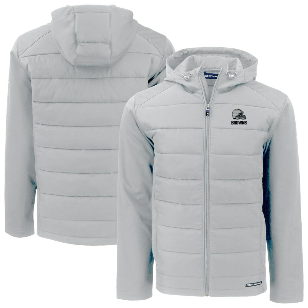 NFL Cleveland Browns Cutter & Buck Evoke Hybrid Eco Softshell Recycled Full-Zip Hooded Jacket