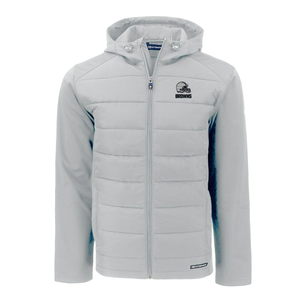 NFL Cleveland Browns Cutter & Buck Evoke Hybrid Eco Softshell Recycled Full-Zip Hooded Jacket