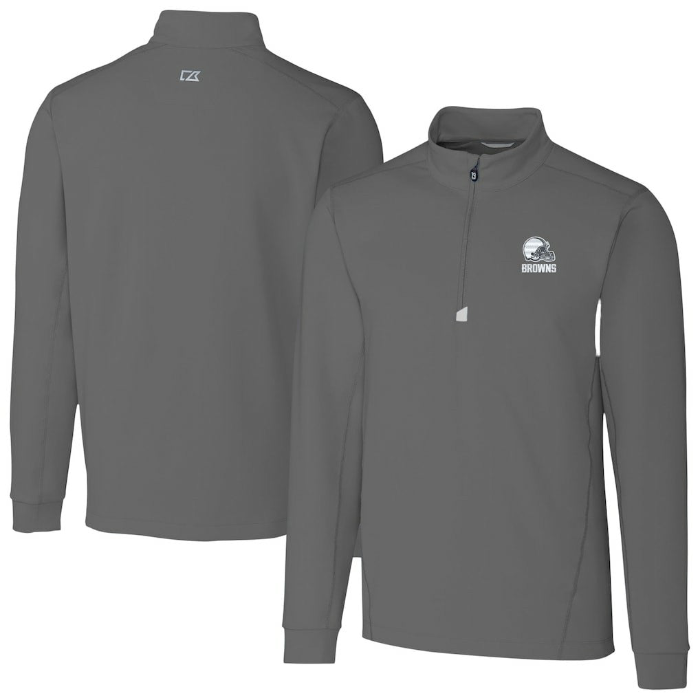 NFL Cleveland Browns Cutter & Buck Big & Tall Traverse Stretch Eco Quarter-Zip Pullover Top