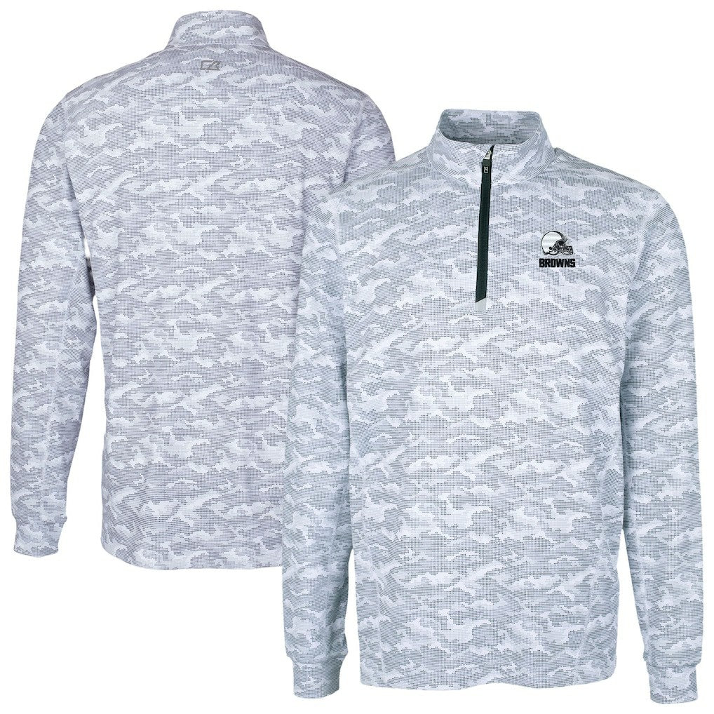 NFL Cleveland Browns Cutter & Buck Big & Tall Traverse Stretch Eco Camo Print Quarter-Zip Top