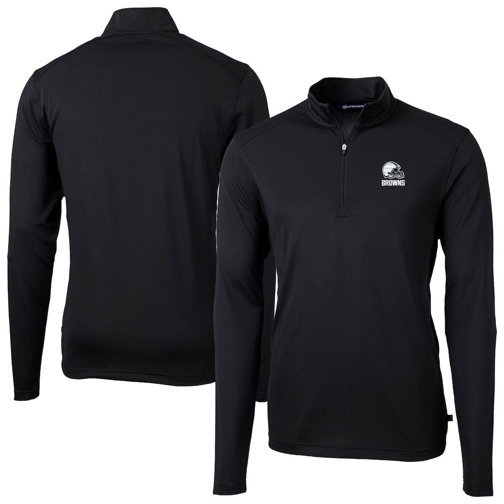NFL Cleveland Browns Cutter & Buck Big & Tall Virtue Eco Pique Recycled Quarter-Zip Pullover Top