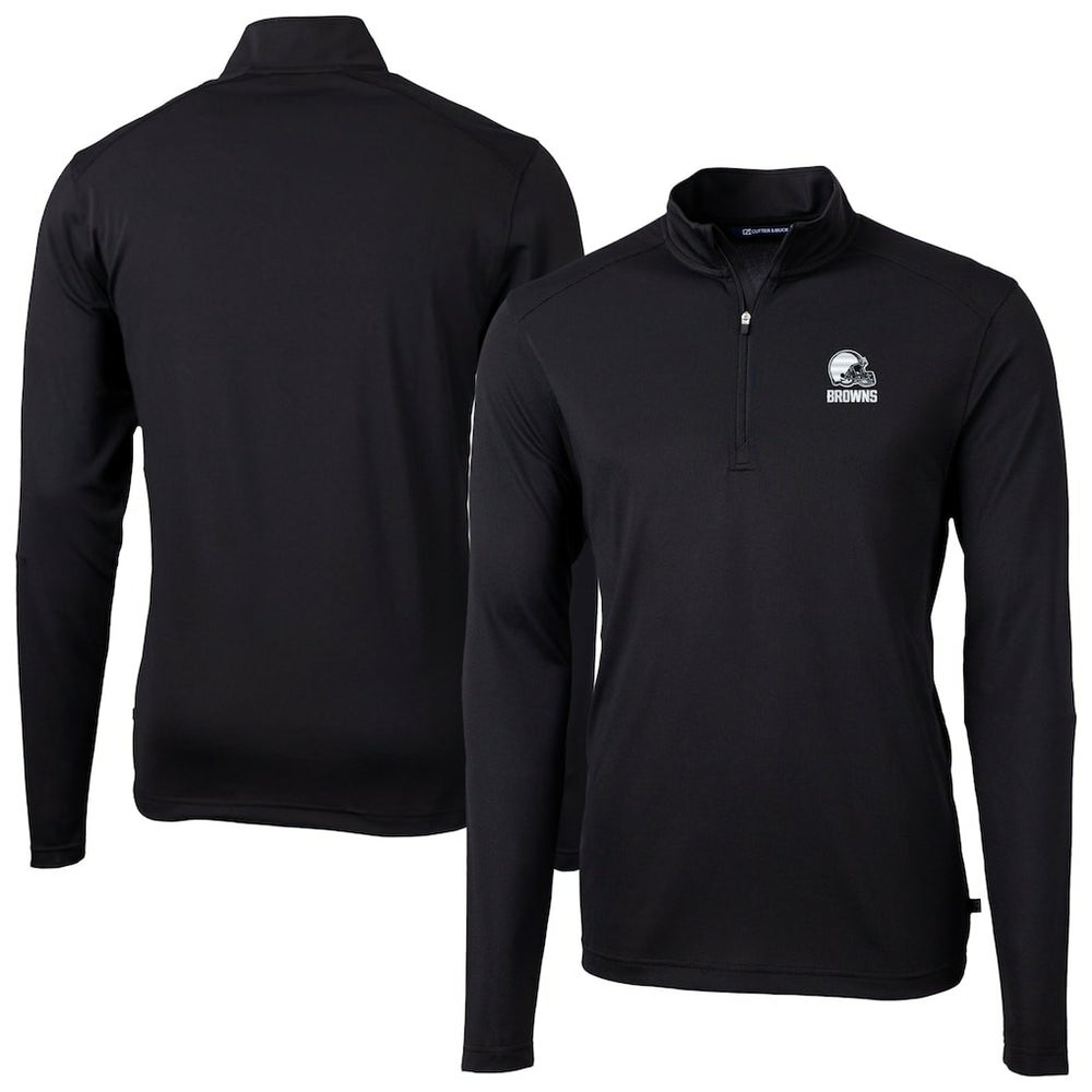 NFL Cleveland Browns Cutter & Buck Big & Tall Virtue Eco Pique Recycled Quarter-Zip Pullover Top