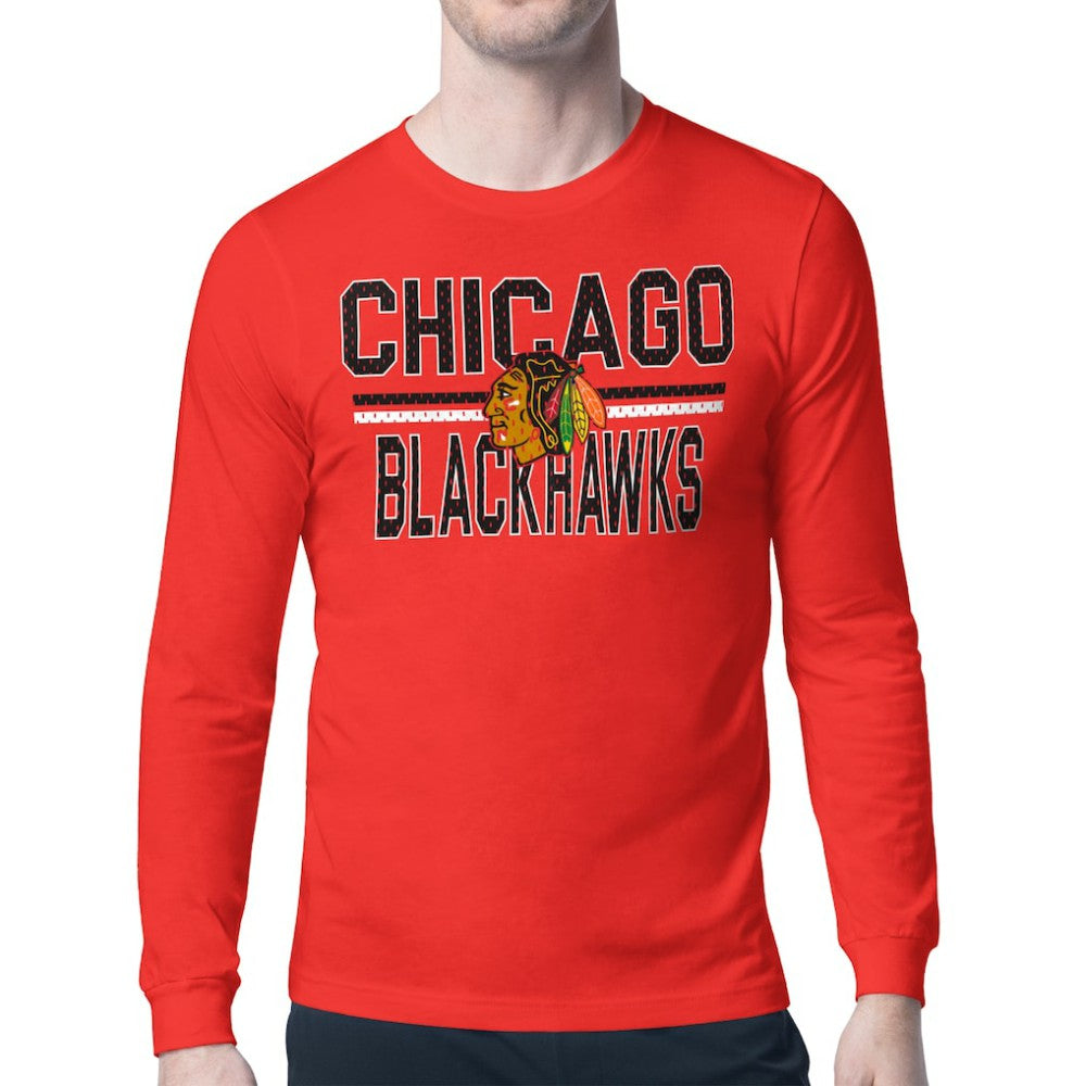 Chicago Blackhawks Starter Mesh Look Team Name Long Sleeve T-Shirt