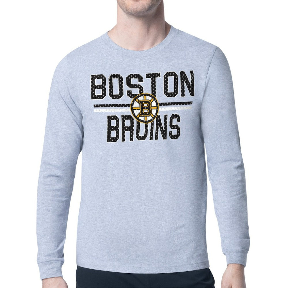Boston Bruins Starter Mesh Look Team Name Logo Long Sleeve T-Shirt