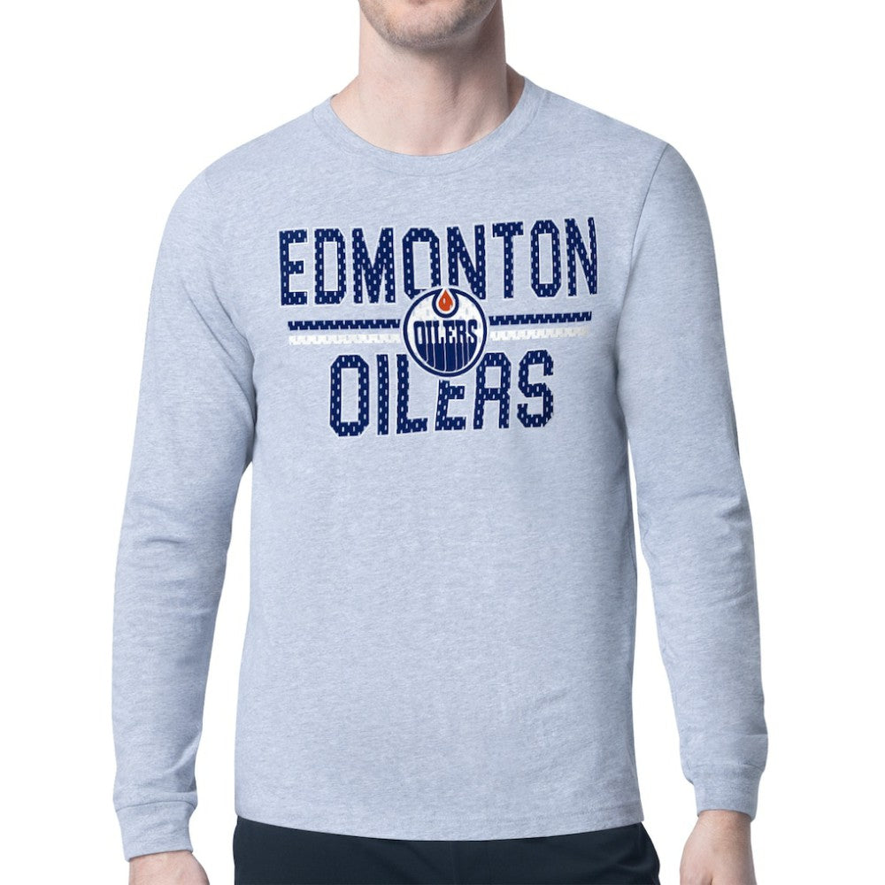 Edmonton Oilers Starter Mesh Look Team Name Logo Long Sleeve T-Shirt