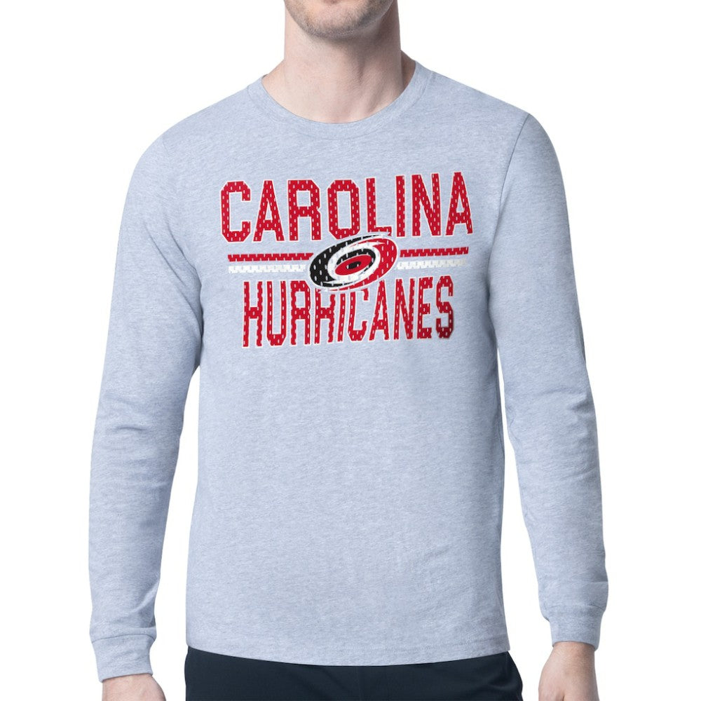 Carolina Hurricanes Starter Mesh Look Team Name Logo Long Sleeve T-Shirt