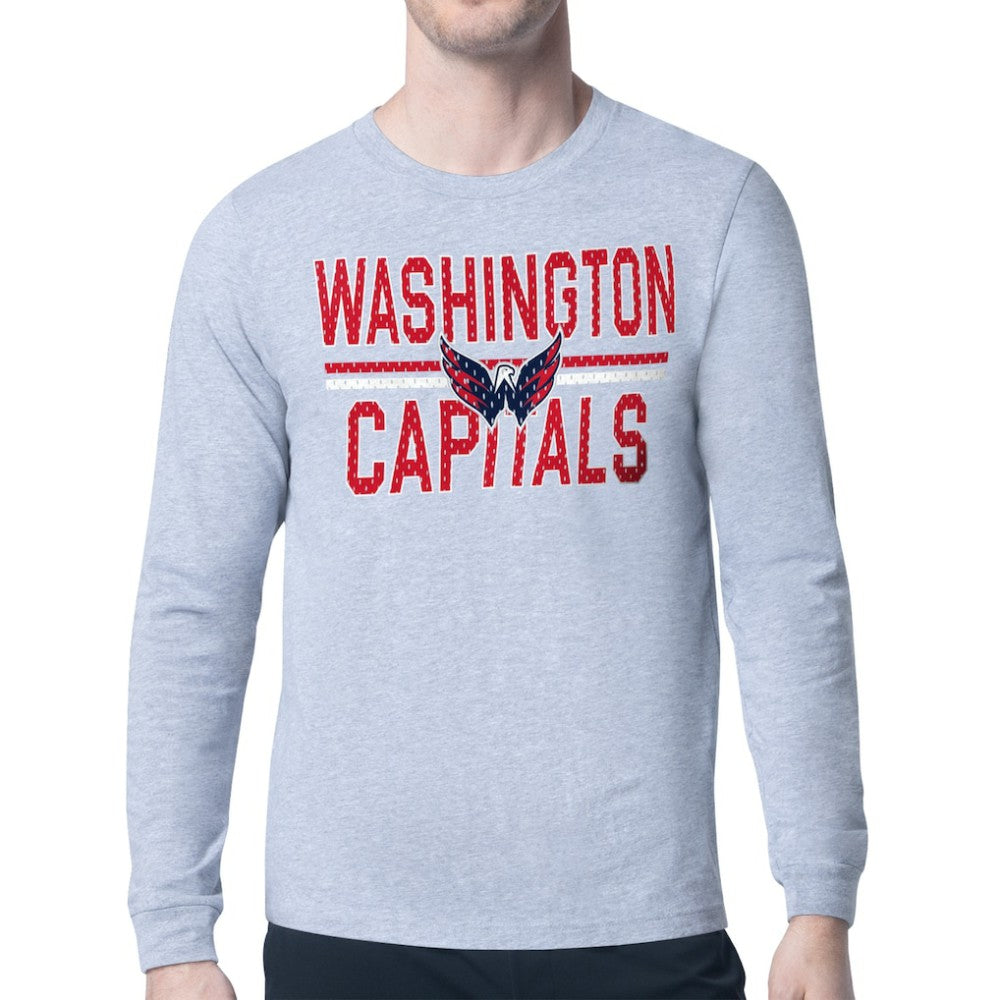 Washington Capitals Starter Mesh Look Team Name Logo Long Sleeve T-Shirt