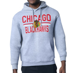 Chicago Blackhawks Starter Mesh Look Team Name Logo Tri-Blend Pullover Hoodie