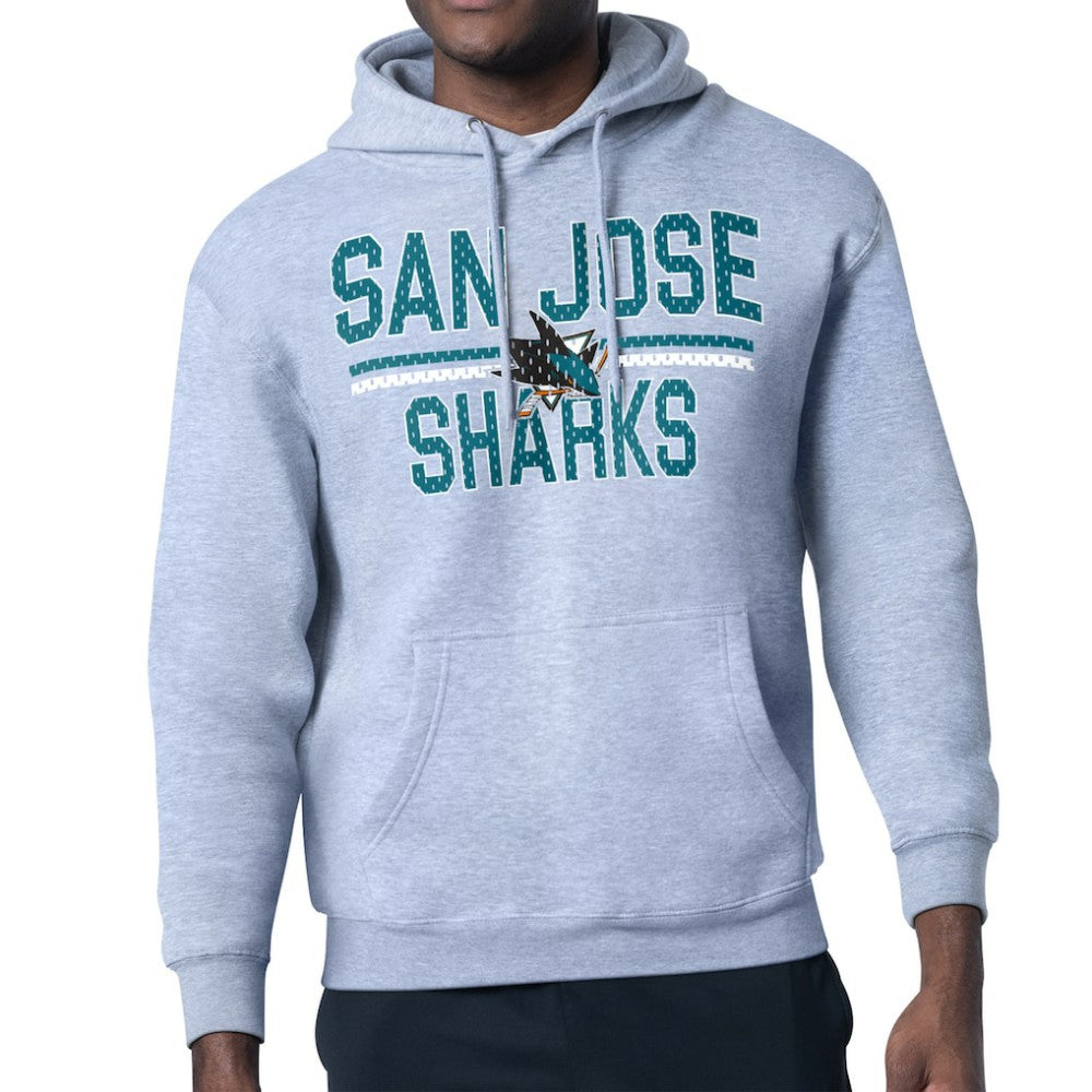 San Jose Sharks Starter Mesh Look Team Name Logo Tri-Blend Pullover Hoodie