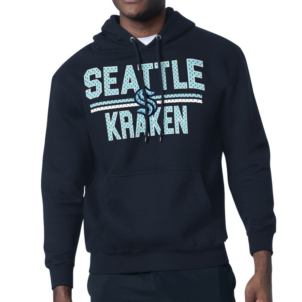 Seattle Kraken Starter Mesh Look Team Name Logo Tri-Blend Pullover Hoodie