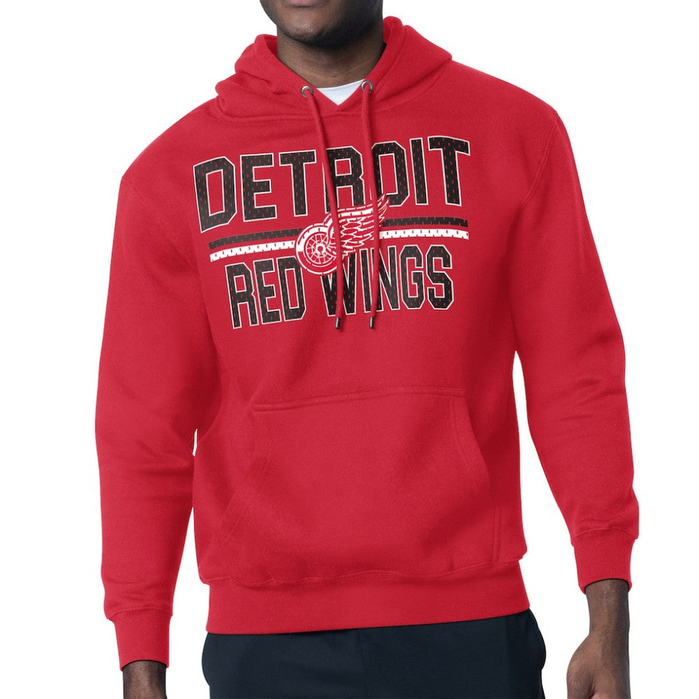 Detroit Red Wings Starter Mesh Look Team Name Logo Tri-Blend Pullover Hoodie