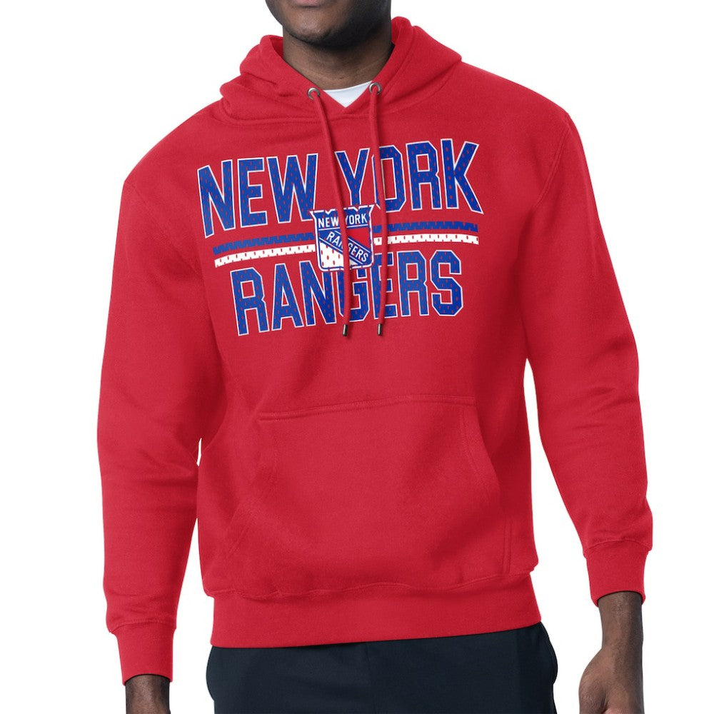 New York Rangers Starter Mesh Look Team Name Logo Tri-Blend Pullover Hoodie