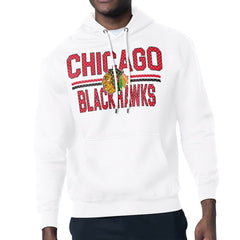 Chicago Blackhawks Starter Mesh Look Team Name Logo Tri-Blend Pullover Hoodie